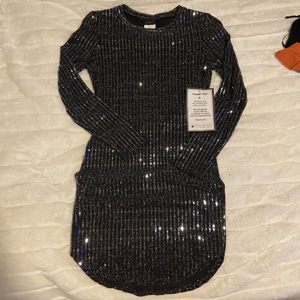 B. Darlin Sparkling Ling Sleeve Mini Dress.